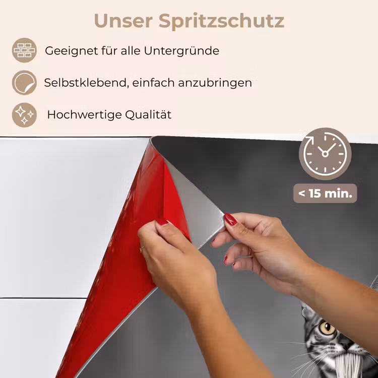 Spritzschutz Küche - Bengalisch - Katze - Tischtuch - Schwarz - Weiß - Tier — 4