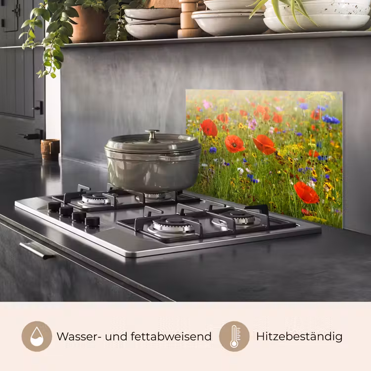 Spritzschutz Küche - Blühendes Feld im Sommerglühen — 2
