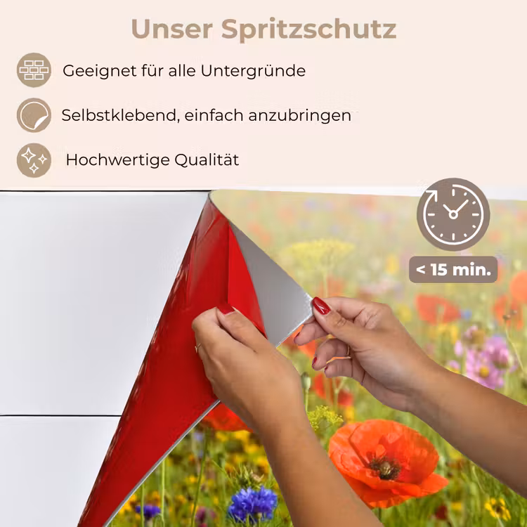 Spritzschutz Küche - Blühendes Feld im Sommerglühen — 4