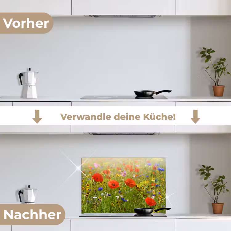 Spritzschutz Küche - Blühendes Feld im Sommerglühen — 7