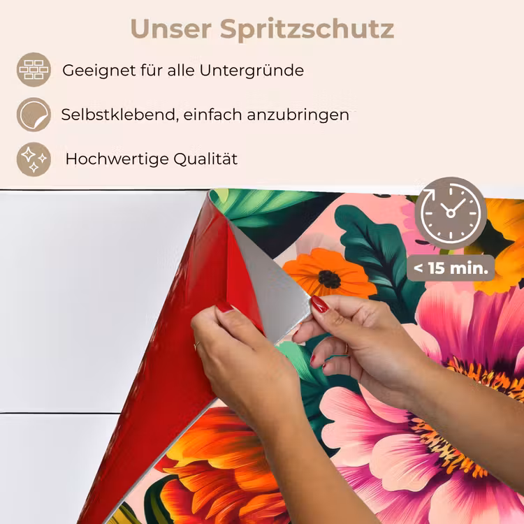 Spritzschutz Küche - Blumen - Bunt - Rosa — 4