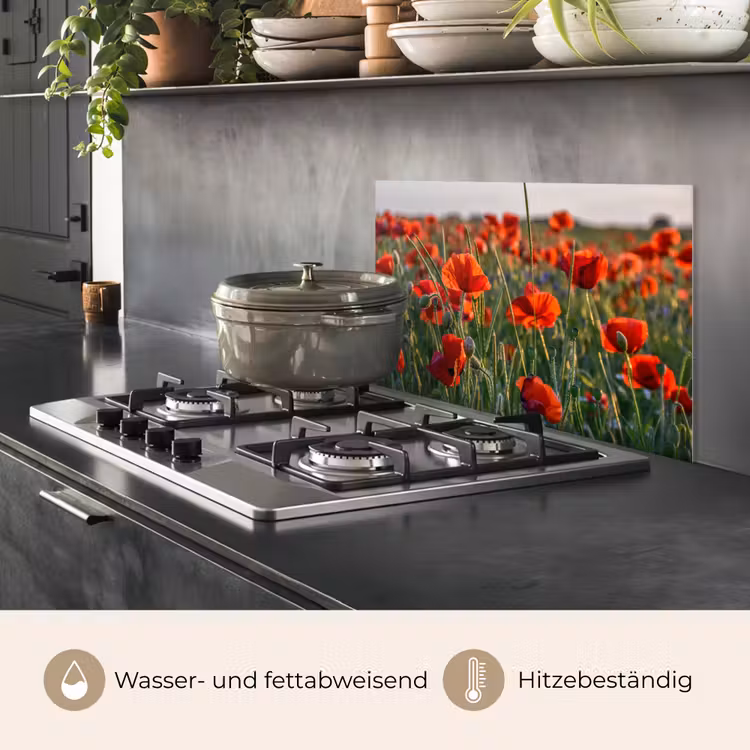 Spritzschutz Küche - Blumen - Mohnblumen - Natur - Rot — 2