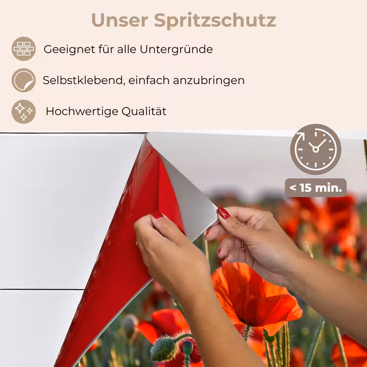 Spritzschutz Küche - Blumen - Mohnblumen - Natur - Rot — 4