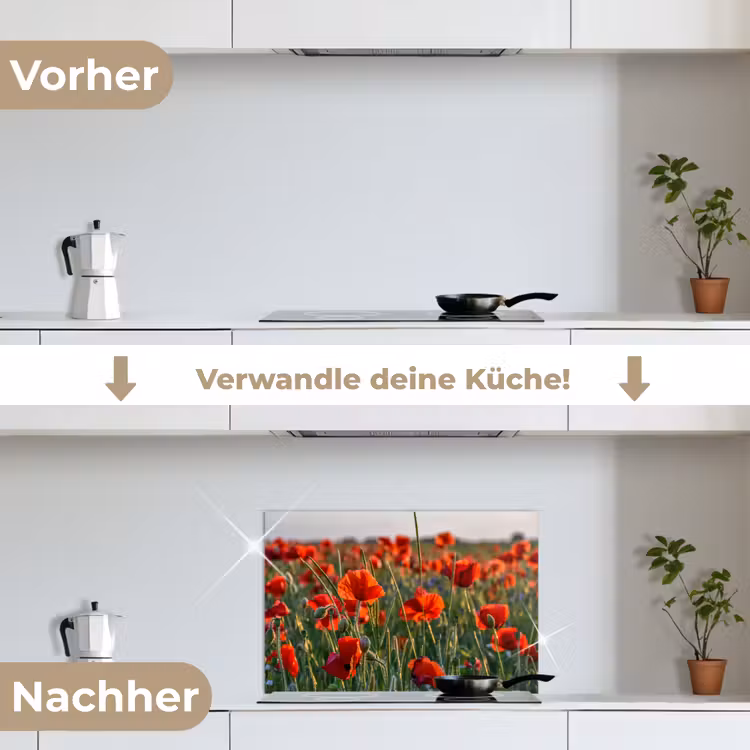 Spritzschutz Küche - Blumen - Mohnblumen - Natur - Rot — 7