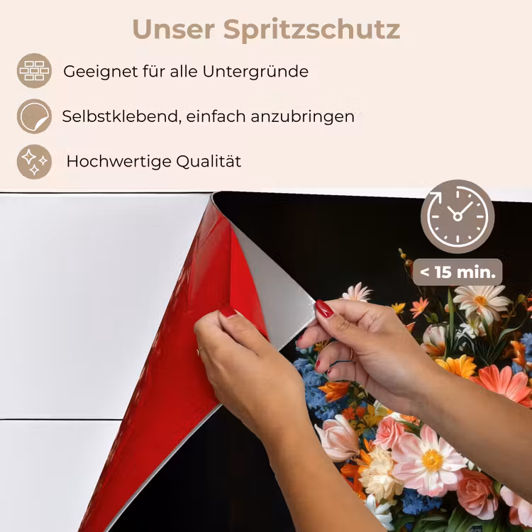Spritzschutz Küche - Blumenstrauß - Rosa - Vase — 4