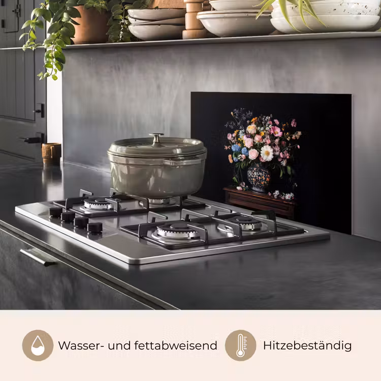 Spritzschutz Küche - Blumenvase - Holz - Blumen - Blumenstrauß — 2