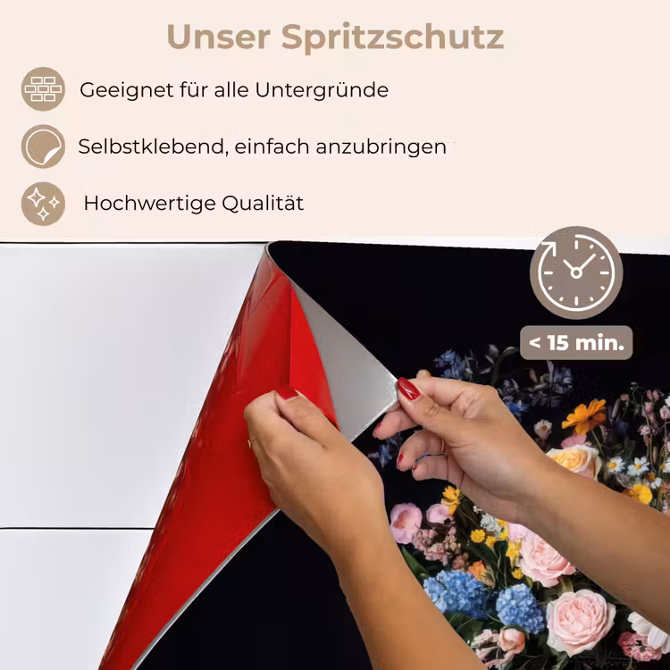 Spritzschutz Küche - Blumenvase - Holz - Blumen - Blumenstrauß — 4