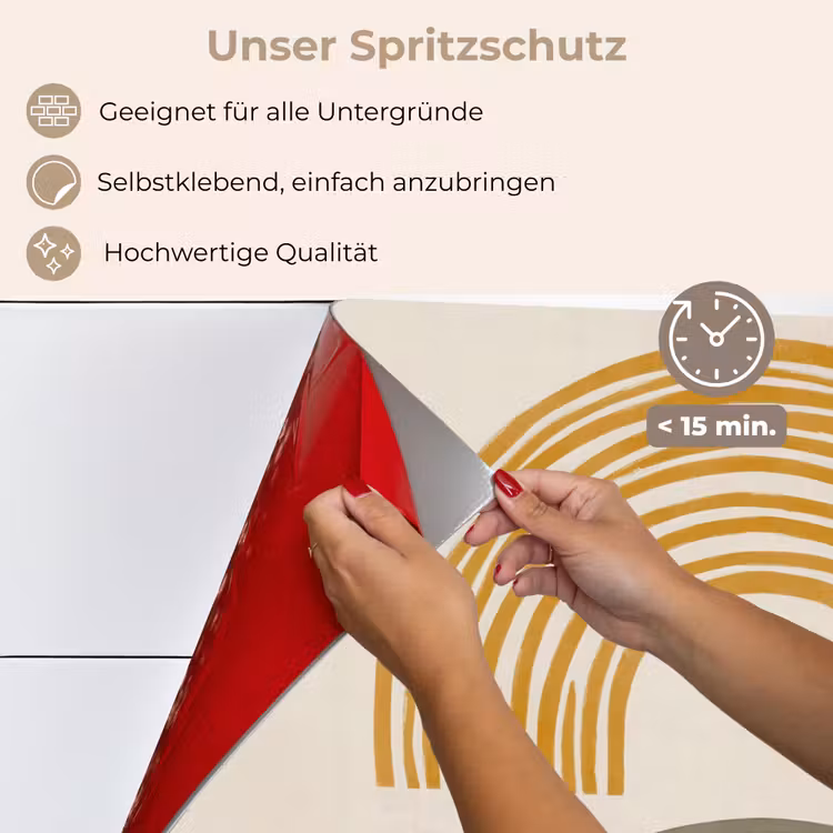 Spritzschutz Küche - Bögen - Linien - Orange - Minimalistisch — 4