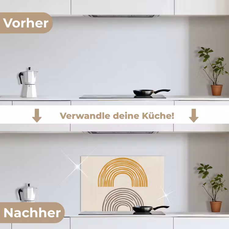Spritzschutz Küche - Bögen - Linien - Orange - Minimalistisch — 7