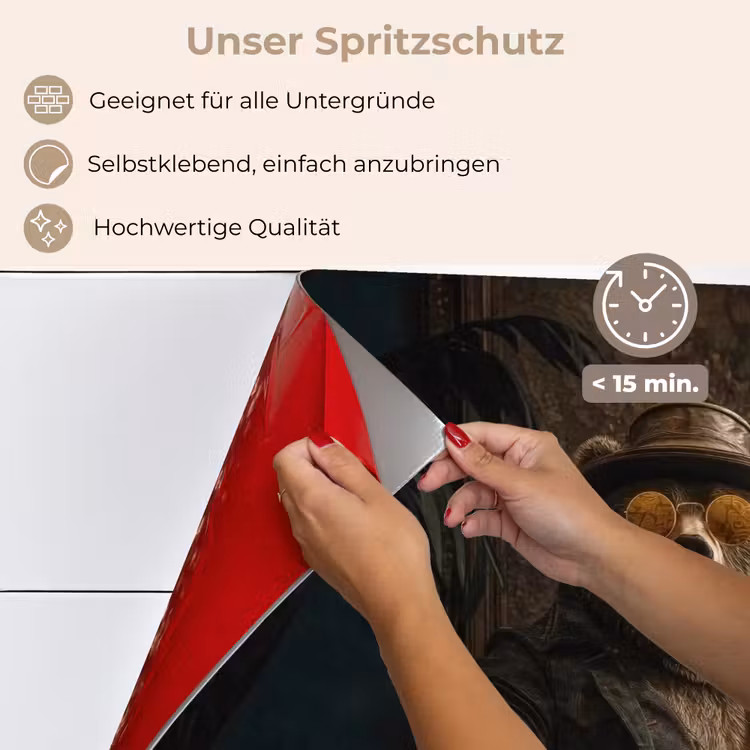 Spritzschutz Küche - Bär - Braun - Anzug - Hut — 4