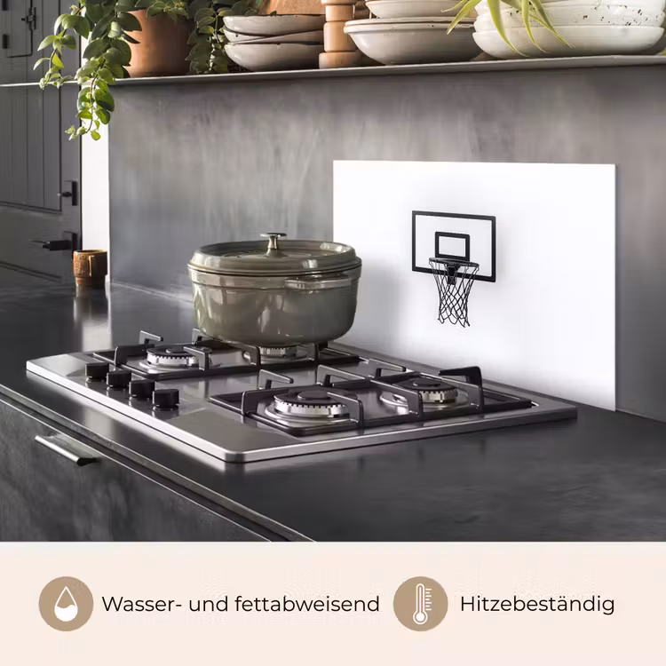 Spritzschutz Küche - Basketballbrett - Minimalistisch - Schwarz — 2