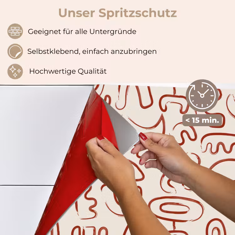 Spritzschutz Küche - Beige - Formen - Rot - Muster — 4