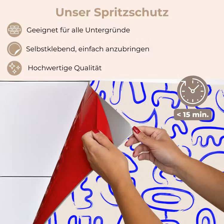 Spritzschutz Küche - Blau - Muster - Abstrakt - Beige — 4