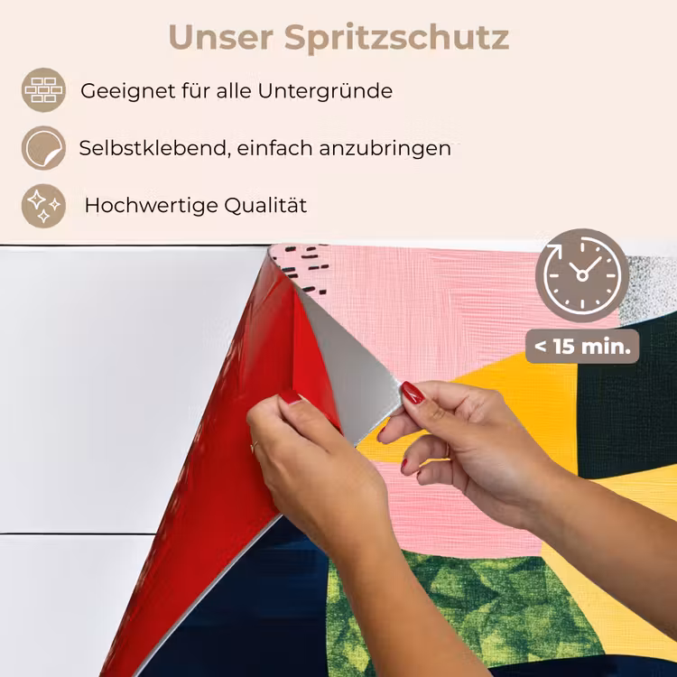 Spritzschutz Küche - Abstrakt - Rosa - Formen - Gelb — 4