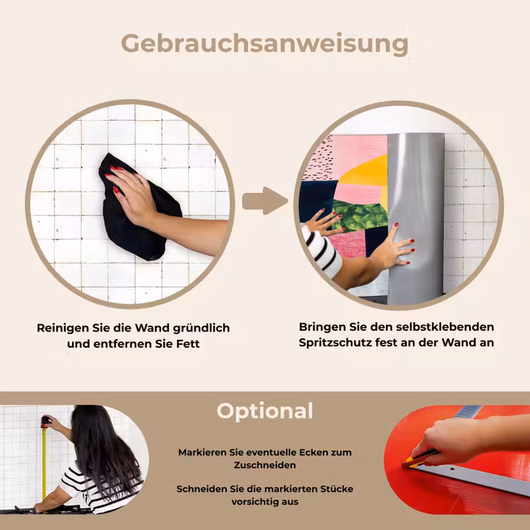 Spritzschutz Küche - Abstrakt - Rosa - Formen - Gelb — 6