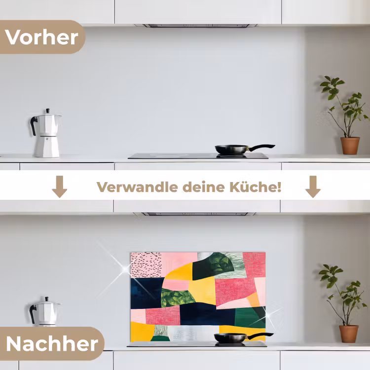 Spritzschutz Küche - Abstrakt - Rosa - Formen - Gelb — 7