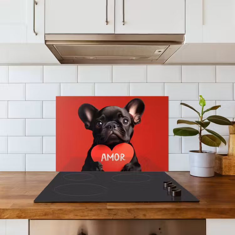 Spritzschutz Küche - Amor - Hund - Herz - Rot — 3