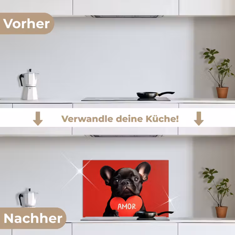 Spritzschutz Küche - Amor - Hund - Herz - Rot — 7