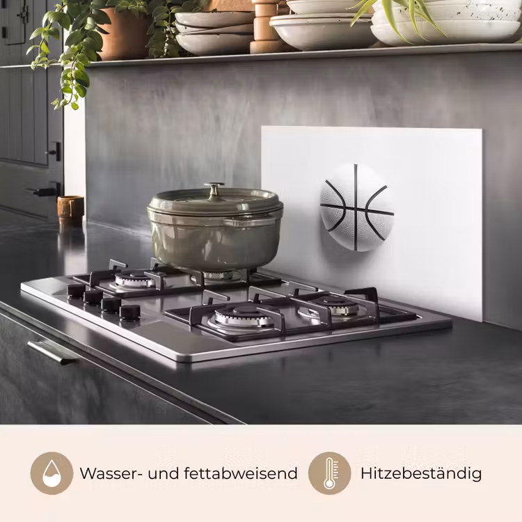 Spritzschutz Küche - Basketball - Weiß - Schatten - Linien — 2