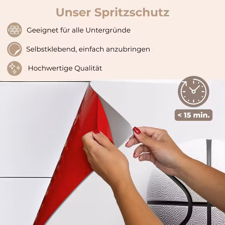 Spritzschutz Küche - Basketball - Weiß - Schatten - Linien — 4