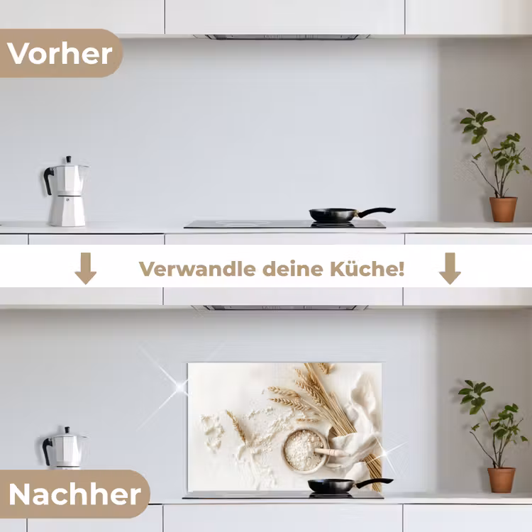 Spritzschutz Küche - Blume - Holz - Weizen — 7