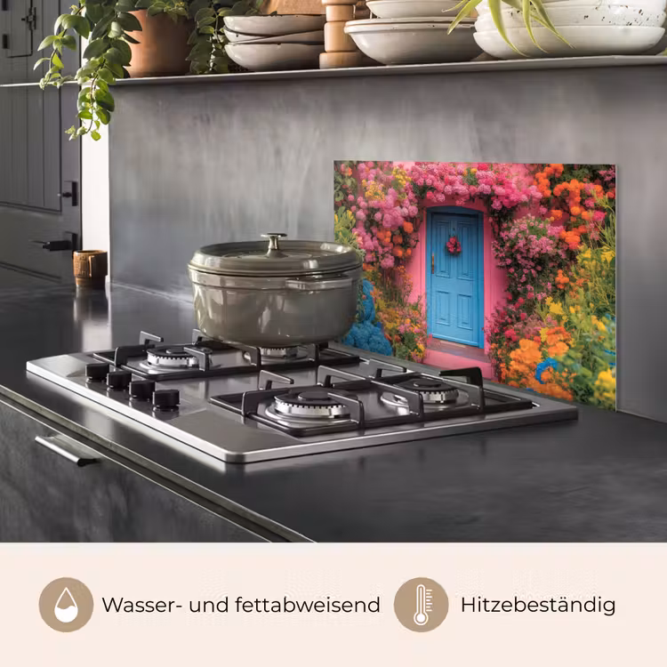 Spritzschutz Küche - Blumen - Tür - Rosa — 2