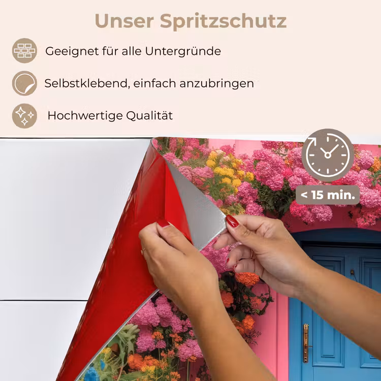 Spritzschutz Küche - Blumen - Tür - Rosa — 4