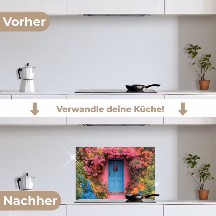 Spritzschutz Küche - Blumen - Tür - Rosa — 7