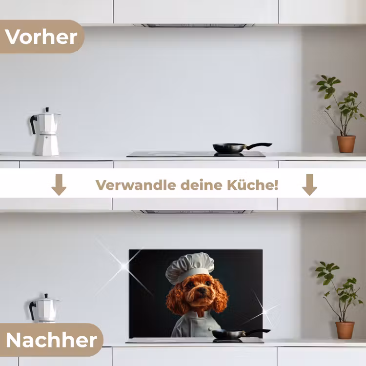 Spritzschutz Küche - Braun - Koch - Hund — 7