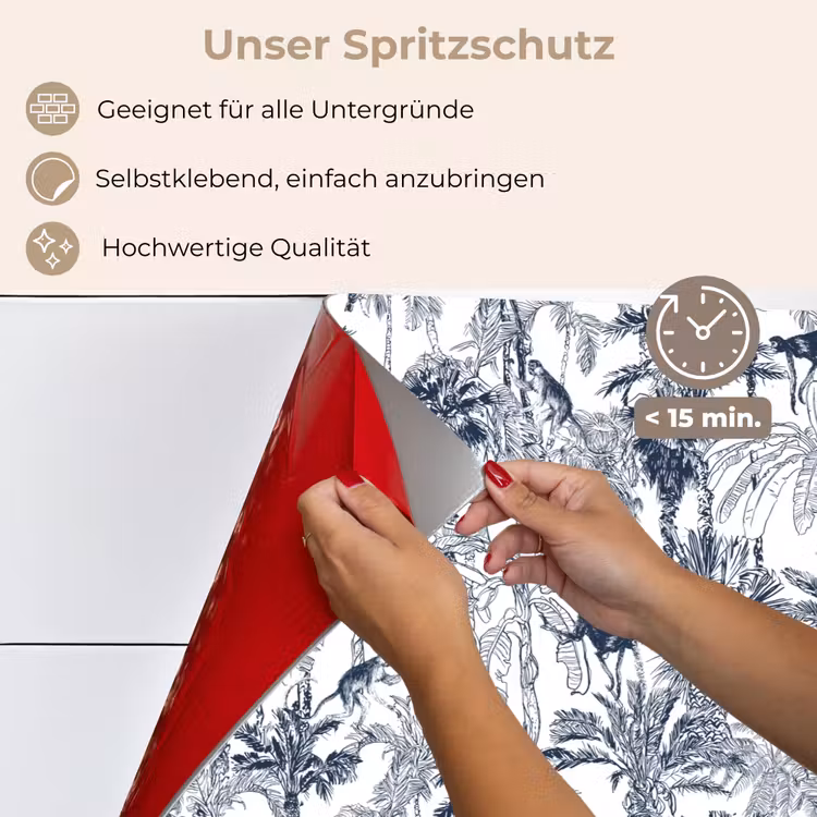 Spritzschutz Küche - Affe - Dschungel - Blau — 4