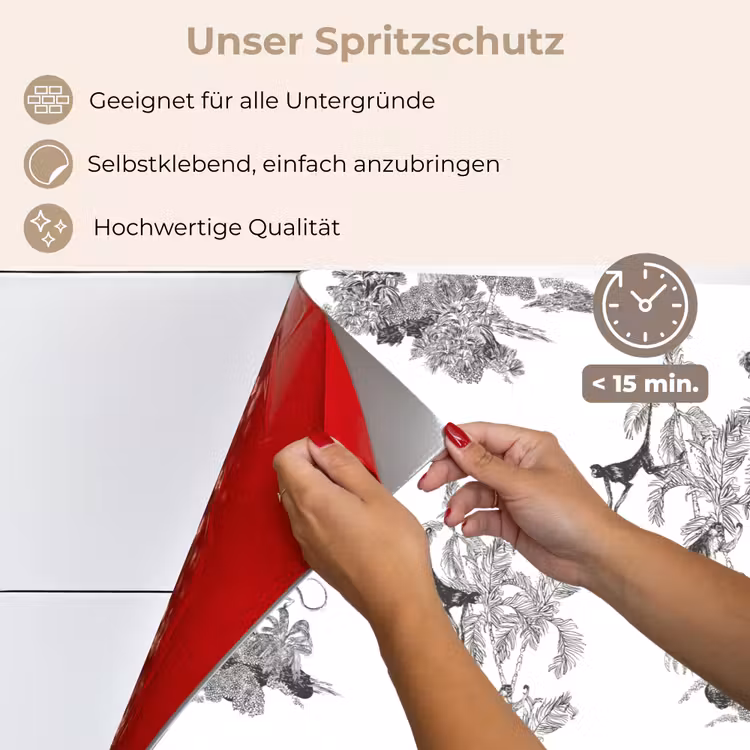 Spritzschutz Küche - Affe - Dschungel - grau — 4