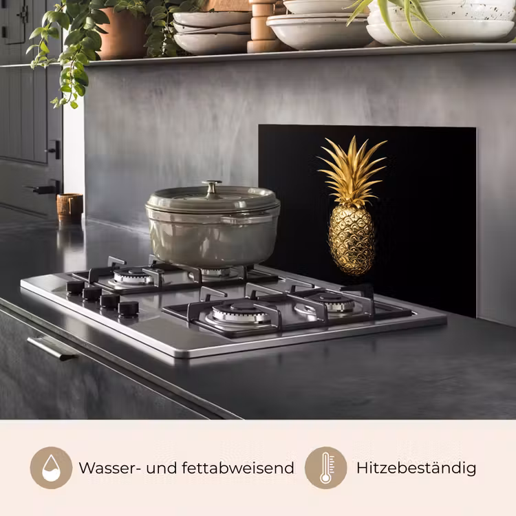 Spritzschutz Küche - Ananas - Schwarz - Gold - Luxus — 2