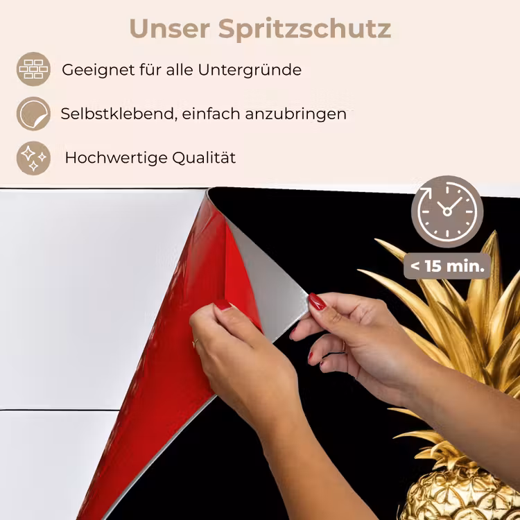 Spritzschutz Küche - Ananas - Schwarz - Gold - Luxus — 4