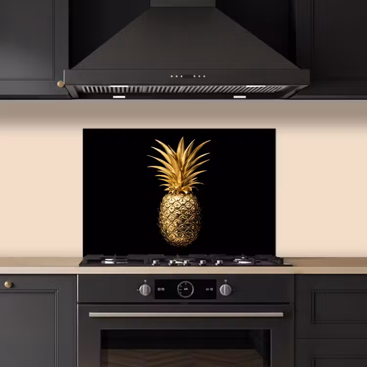 Spritzschutz Küche - Ananas - Schwarz - Gold - Luxus — 5