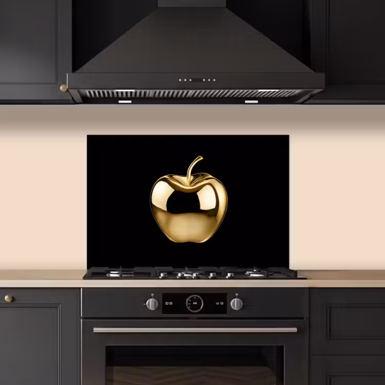 Spritzschutz Küche - Apfel - Gold - Chrom - Schwarz — 5