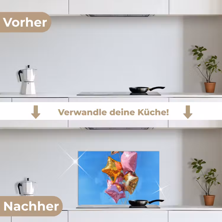 Spritzschutz Küche - Ballons - Gold - Sternförmig - Rosa — 7