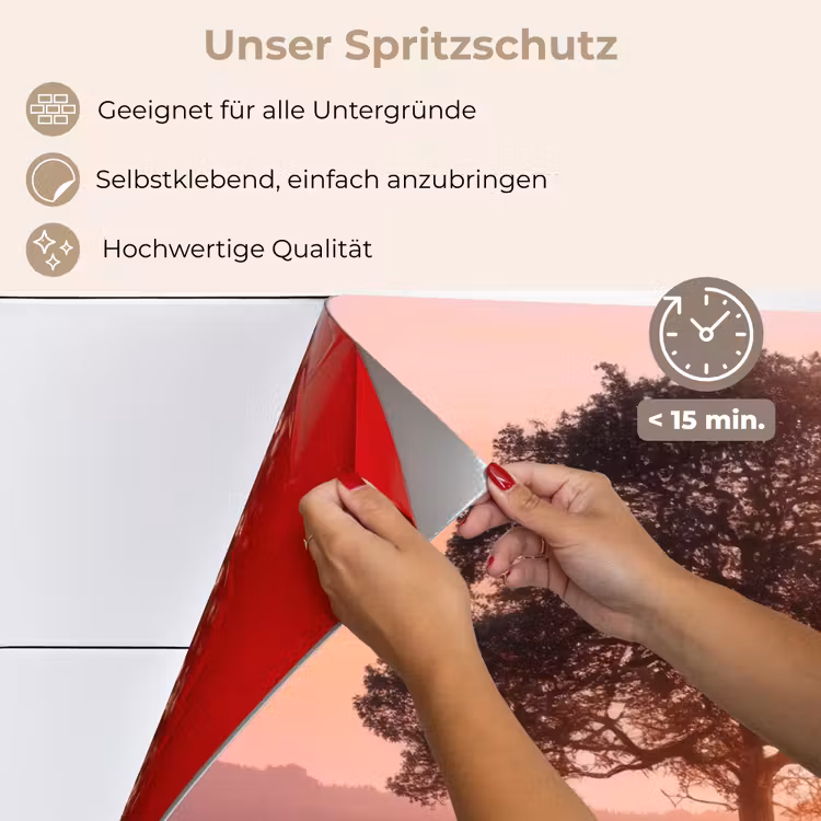 Spritzschutz Küche - Baum - Heidekraut - Sonnenaufgang — 4