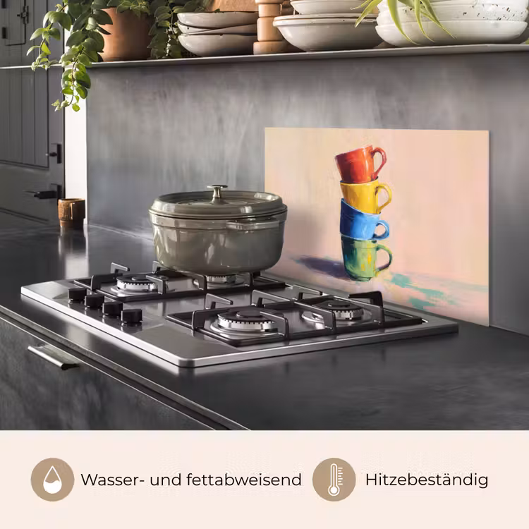 Spritzschutz Küche - Becher - Gestapelt - Keramik - Farbenfroh — 2