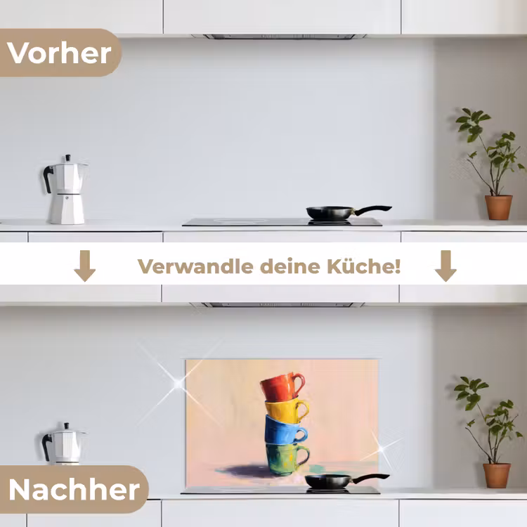 Spritzschutz Küche - Becher - Gestapelt - Keramik - Farbenfroh — 7
