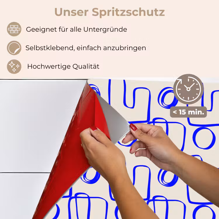 Spritzschutz Küche - Blau - Muster - Beige - Abstrakt — 4