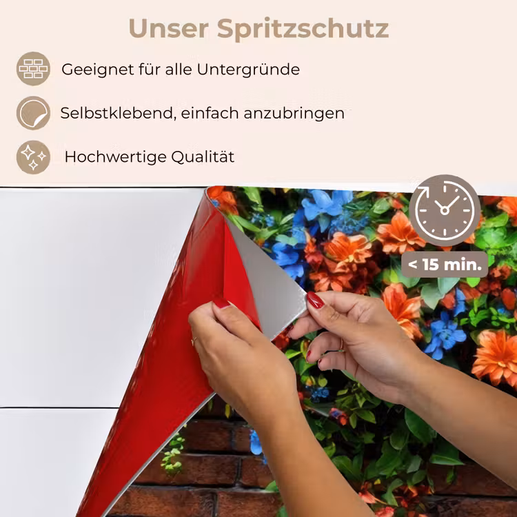 Spritzschutz Küche - Blumen - Wand - Grün - Orange — 4
