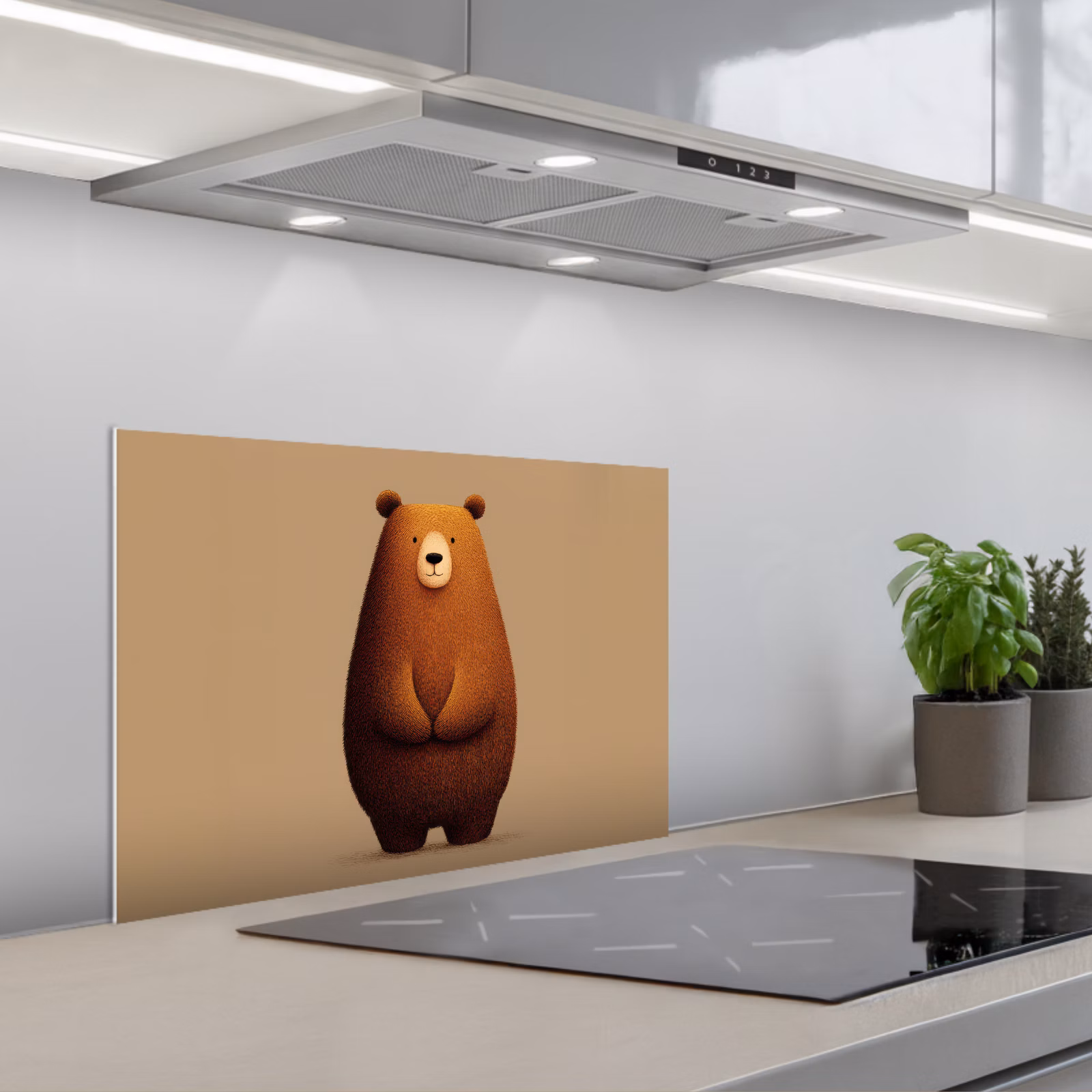 Spritzschutz Küche - Bär - Minimalistisch - Braun — 1