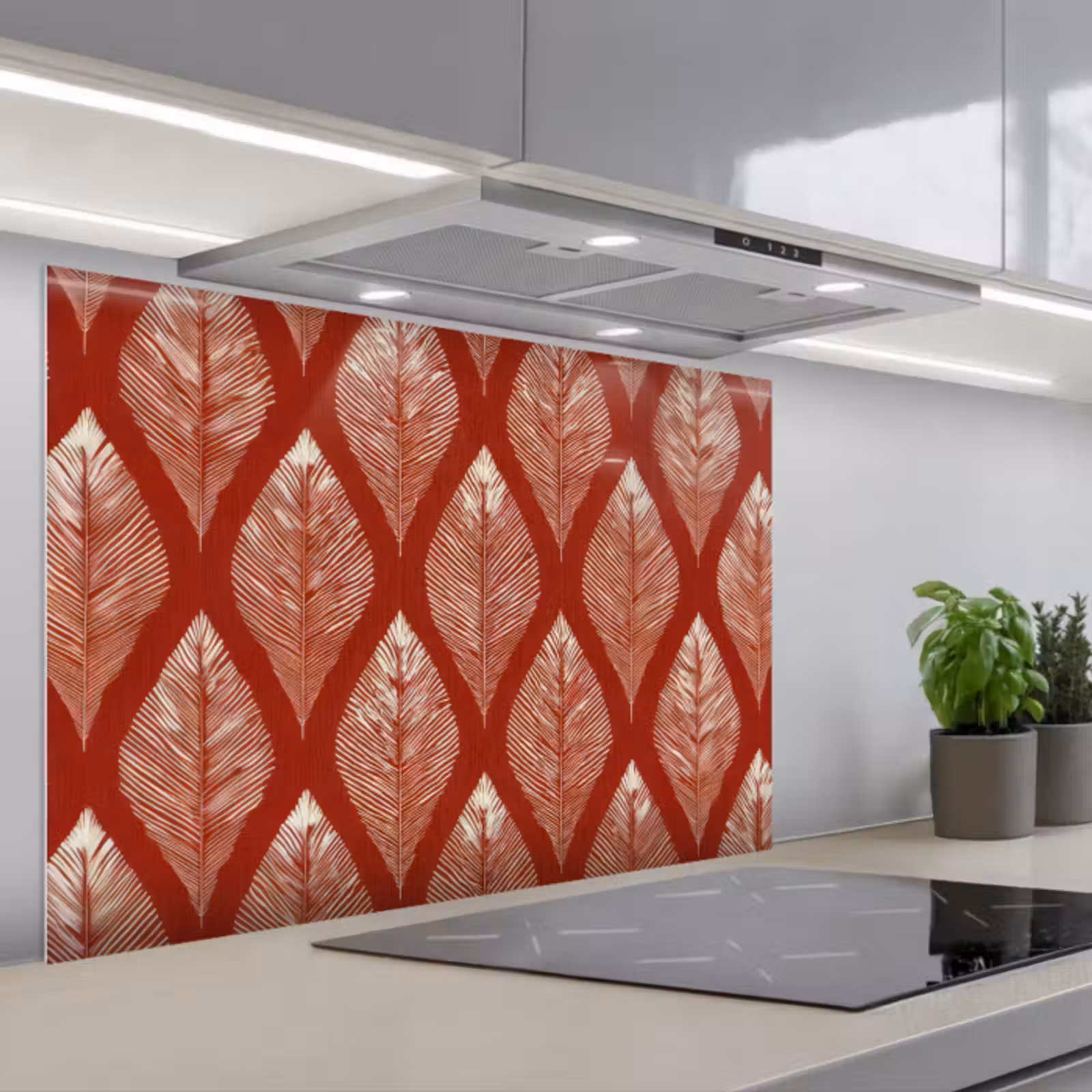 Spritzschutz Küche - Blätter - Rot - Elegant — 1