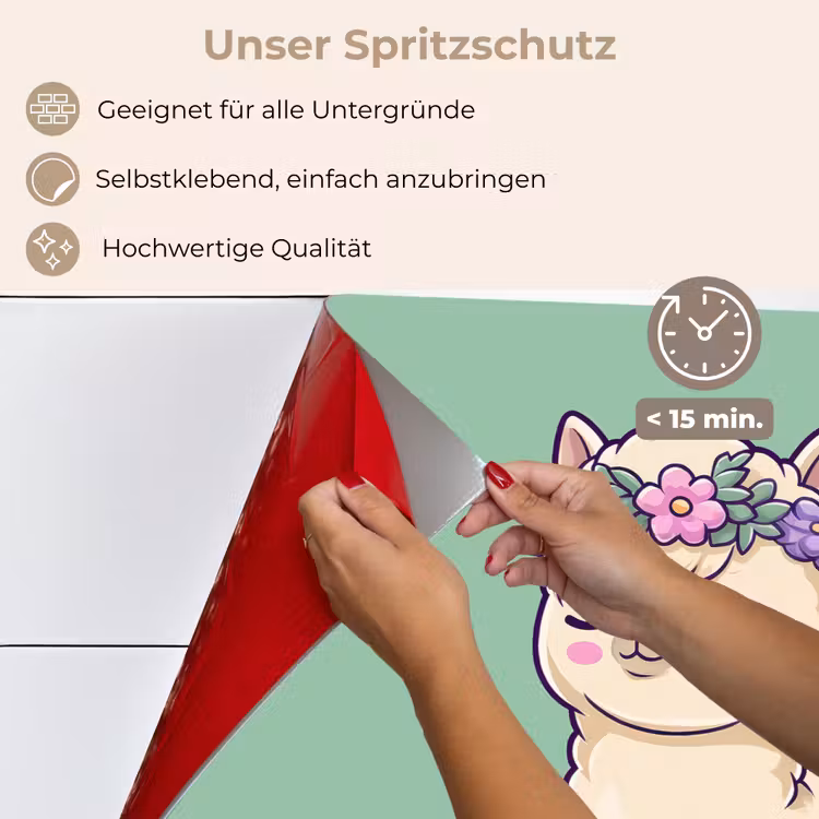 Spritzschutz Küche - Alpaka - Grün - Blumendiadem — 4