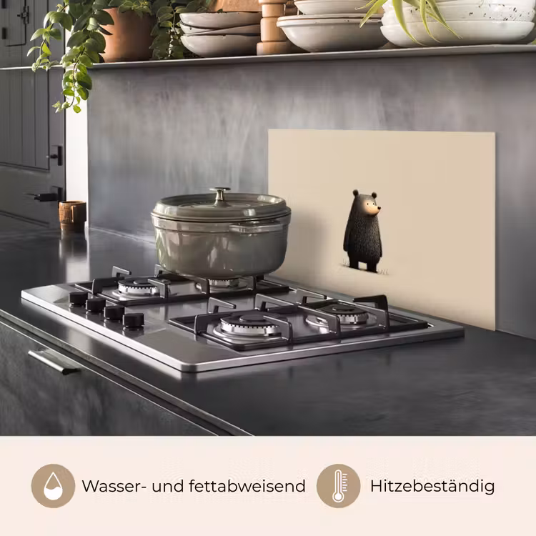 Spritzschutz Küche - Bär - Dunkelbraun - Minimalistisch — 2