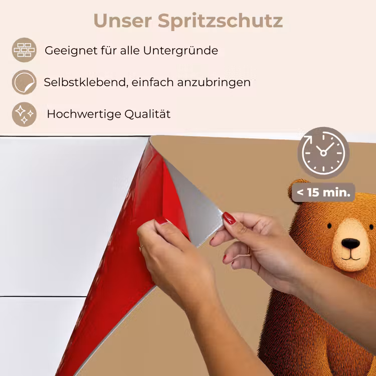 Spritzschutz Küche - Bär - Minimalistisch - Braun — 4