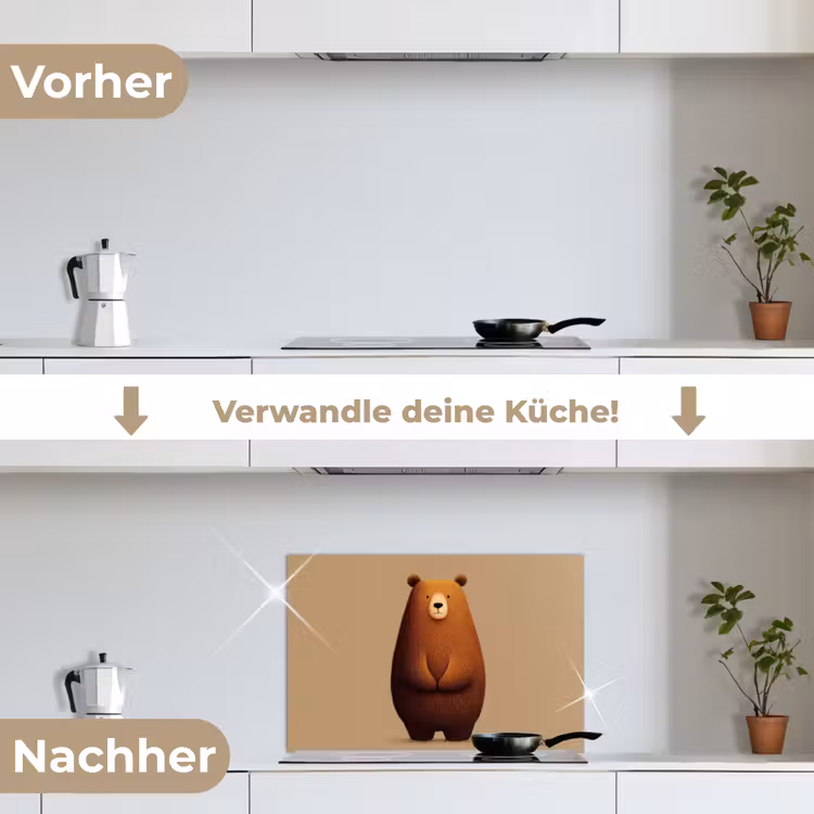 Spritzschutz Küche - Bär - Minimalistisch - Braun — 7