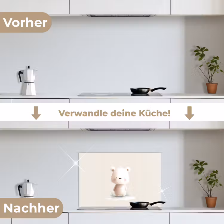 Spritzschutz Küche - Bär - Schneeflocke - Weiß - Flauschig — 7