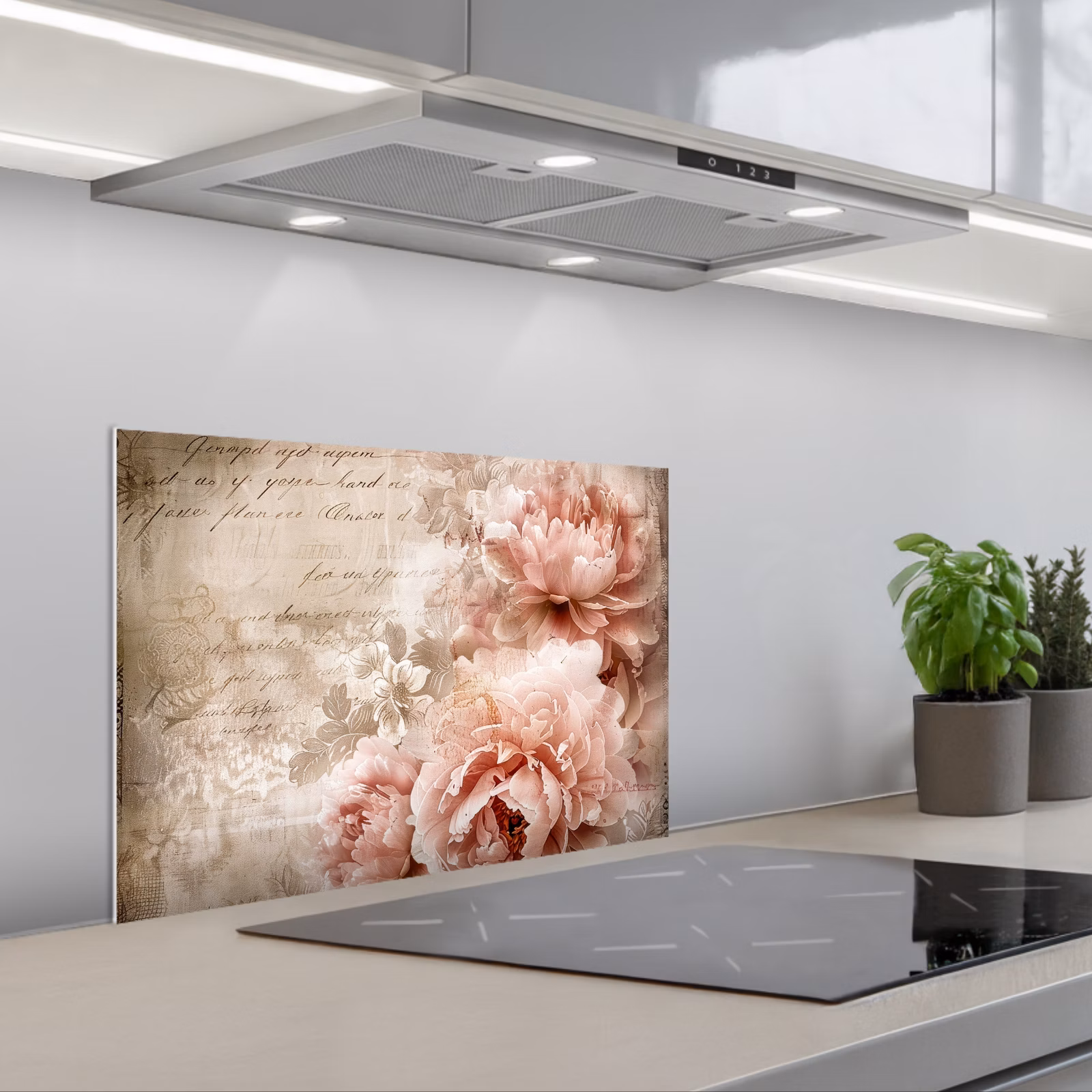 Spritzschutz Küche - Blumen - Rosen - Buch - Kunst — 1