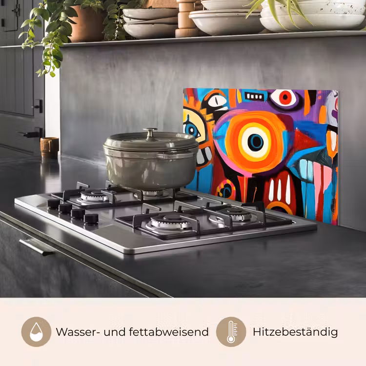 Spritzschutz Küche - Abstrakt - Gesicht - Farbenfroh — 2